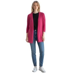 J Jill Open Front Cardigan Sweater‎ Pink Linen Blend 3/4 Sleeve Lightweight